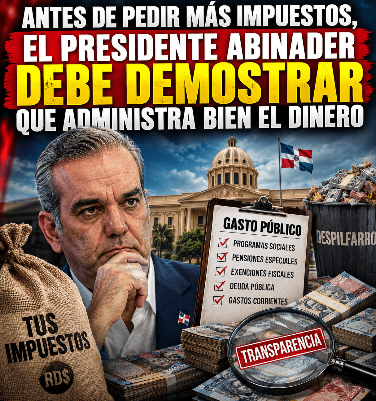 Antes de pedir más impuestos, el Presidente Abinader debe demostrar que administra bien el dinero