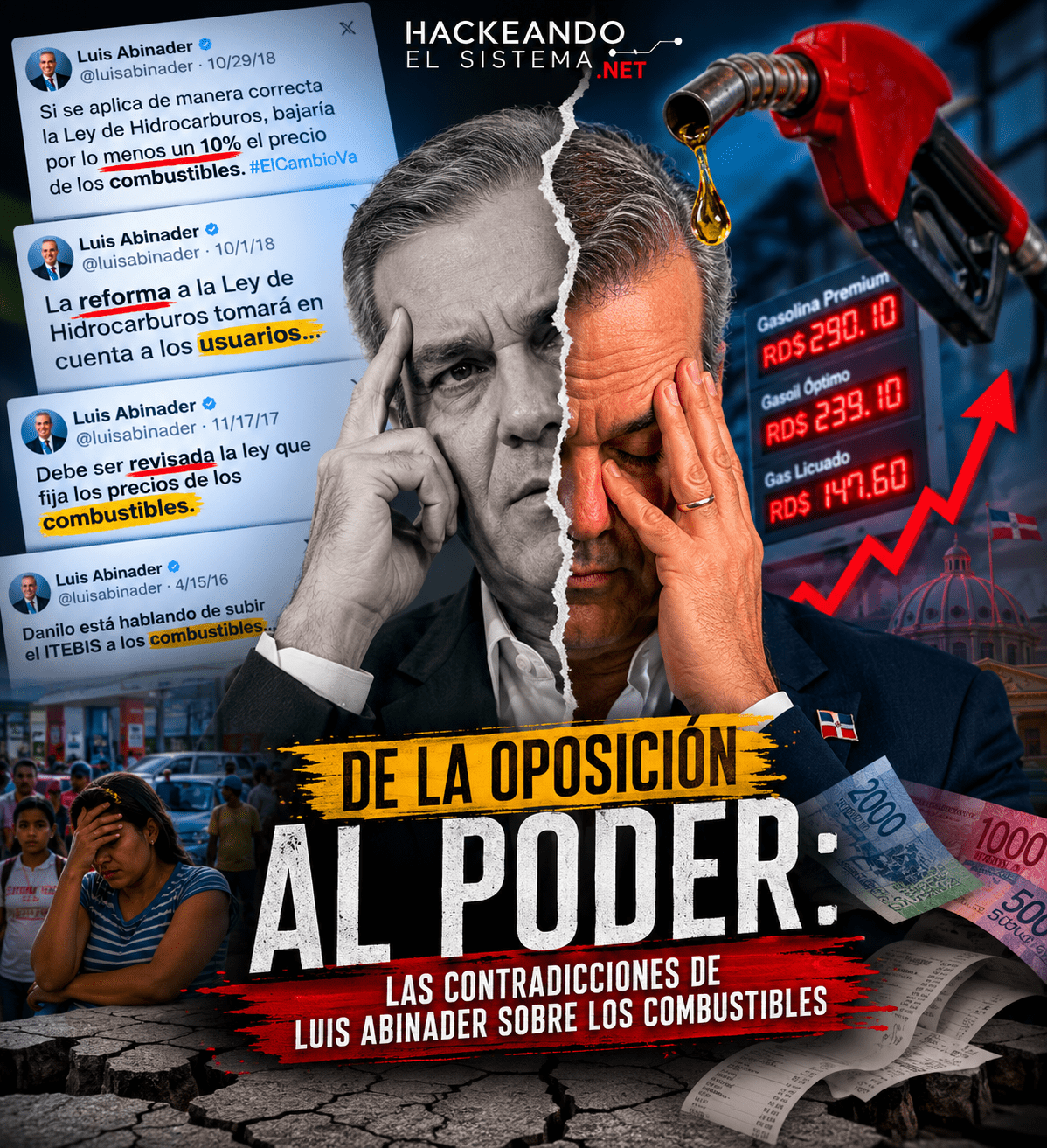 De la oposición al poder: las contradicciones de Luis Abinader sobre los combustibles