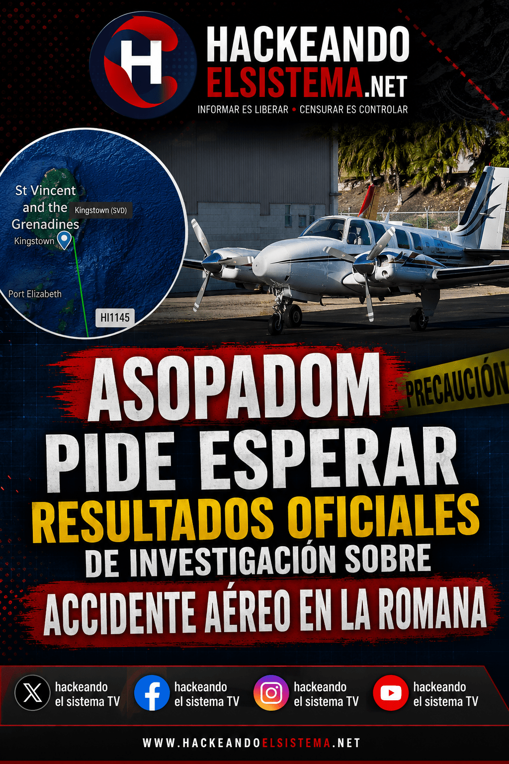 Asopadom pide esperar resultados oficiales de investigación sobre accidente aéreo en La Romana