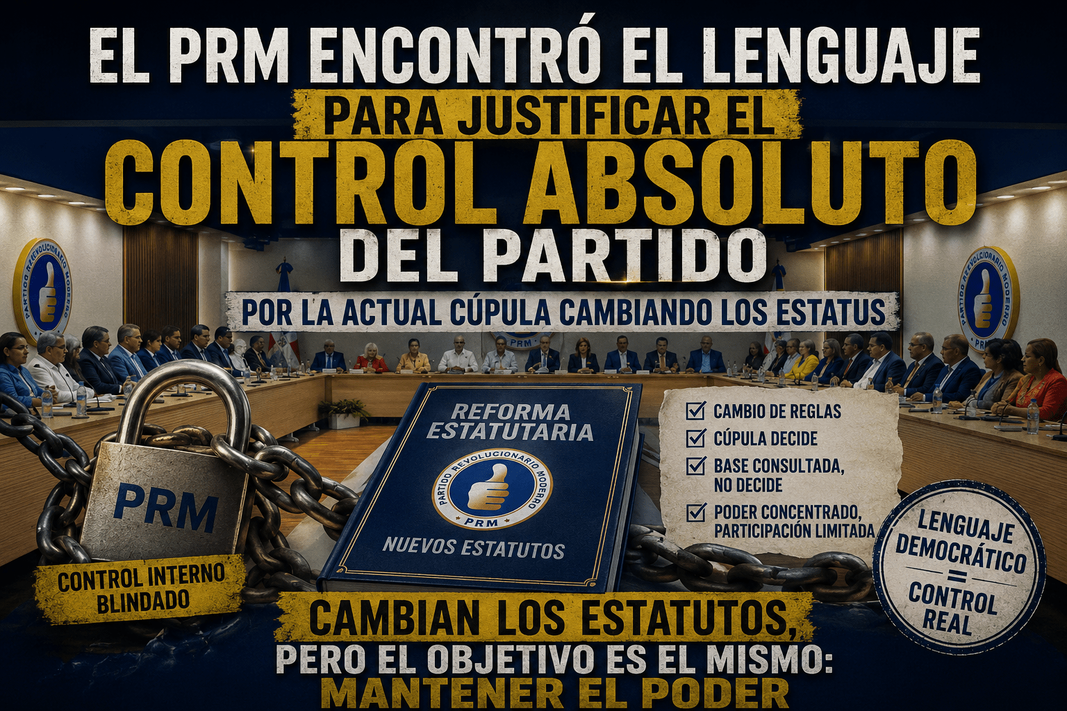 El PRM encontró el lenguaje para justificar el control Absoluto del partido por la actual cúpula cambiando los estatus