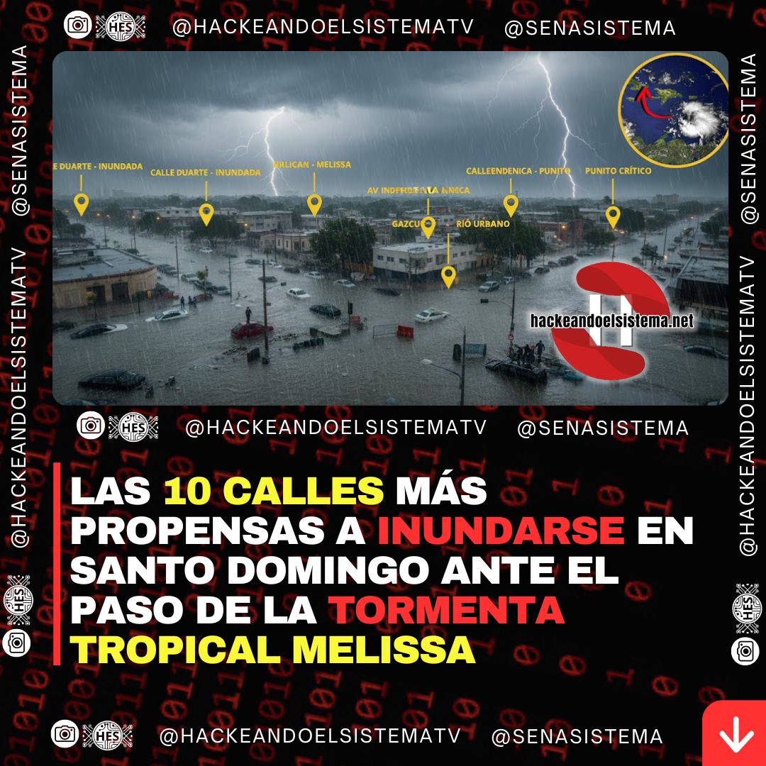 Las 10 calles más propensas a inundarse en Santo Domingo ante el paso de la tormenta tropical Melissa