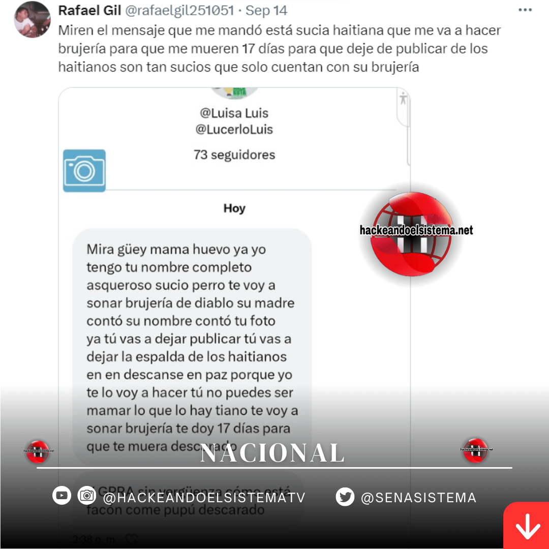 Haitiano Amenaza a Colaborador de Hackeandoelsistema.net con Hacerle Brujería