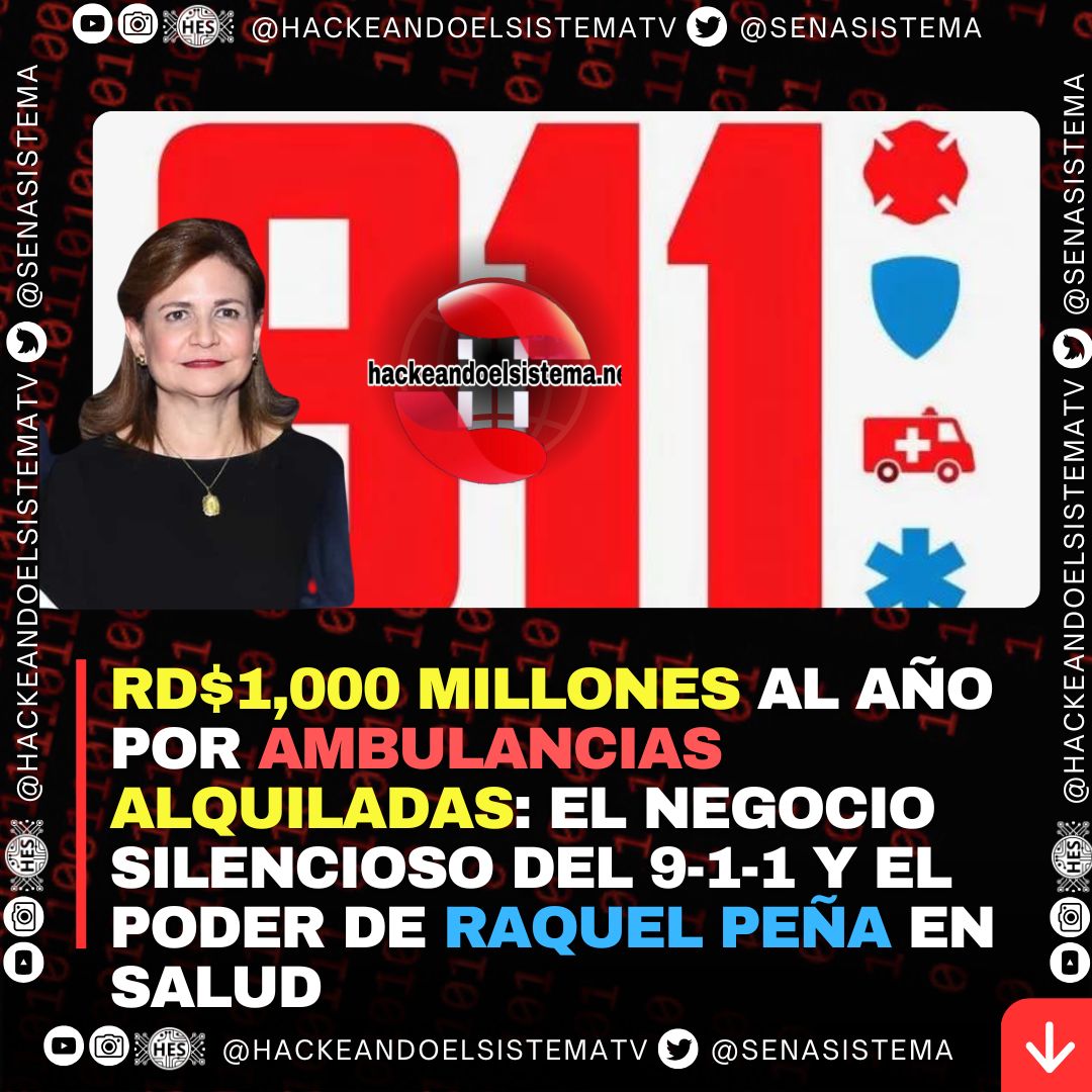 RD$1,000 millones al año por ambulancias alquiladas: el negocio silencioso del 9-1-1 y el poder de Raquel Peña en salud