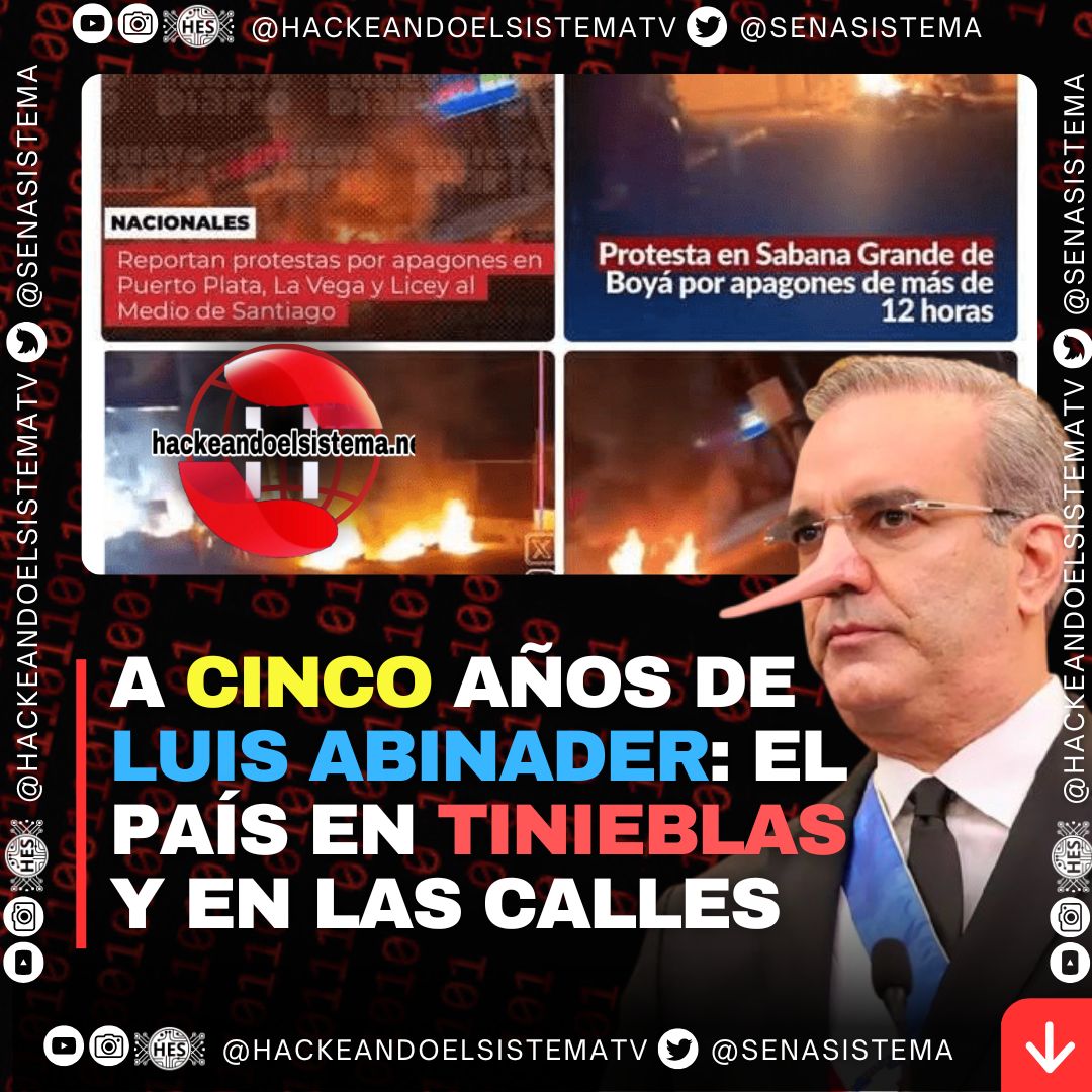 A cinco años de Luis Abinader: el país en tinieblas y en las calles