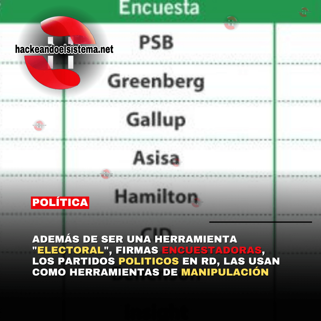 Además de ser una herramienta "electoral", firmas encuestadoras, los partidos politicos en RD, las usan como herramientas de manipulaciónfirmas