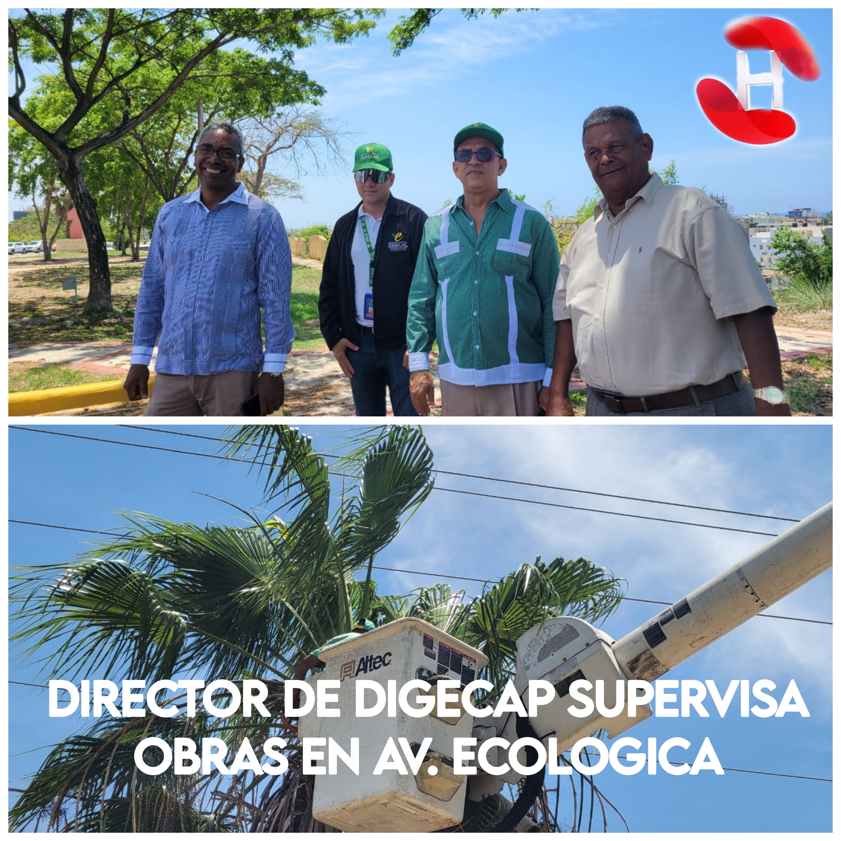 Director DIGECAC supervisa trabajos de mantenimiento áreas verdes Av. Ecologica