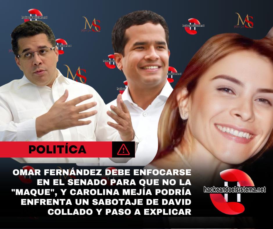 Omar Fernández debe enfocarse en el Senado para que no la "maque", y Carolina Mejía podría enfrenta un sabotaje de David Collado y paso a explicar
