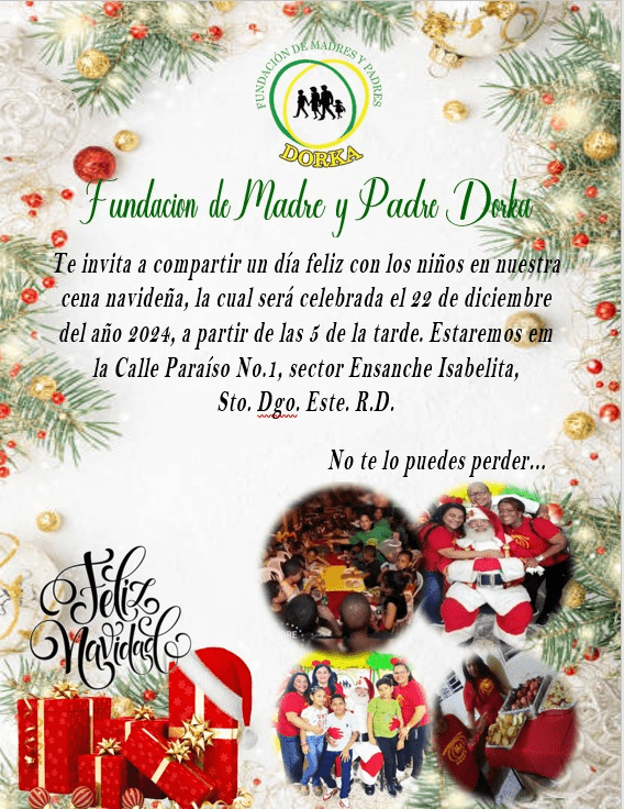 Invitación a la Gran Cena Navideña para Niños Huérfanos y de Escasos Recursos